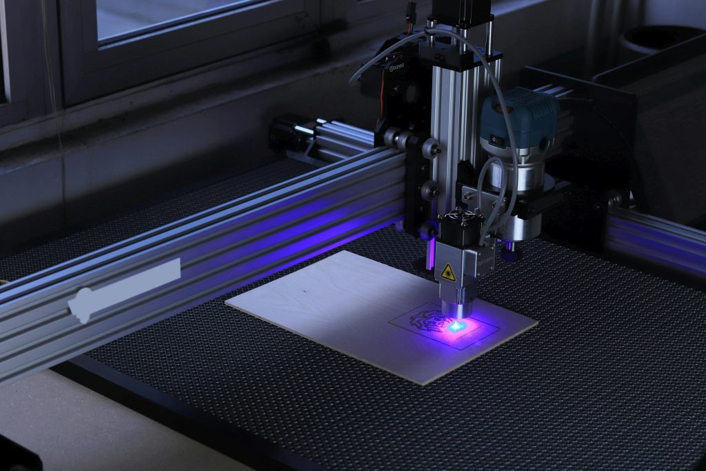 Laser engraving equipment in operation
