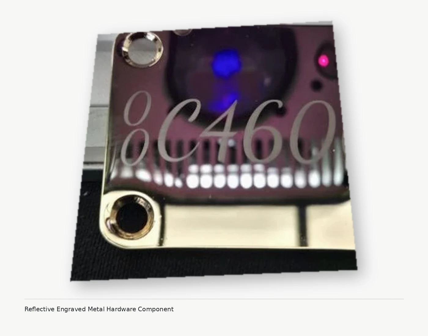 Laser engraved identification marking on custom metal hardware by Quantum Laser Engraving